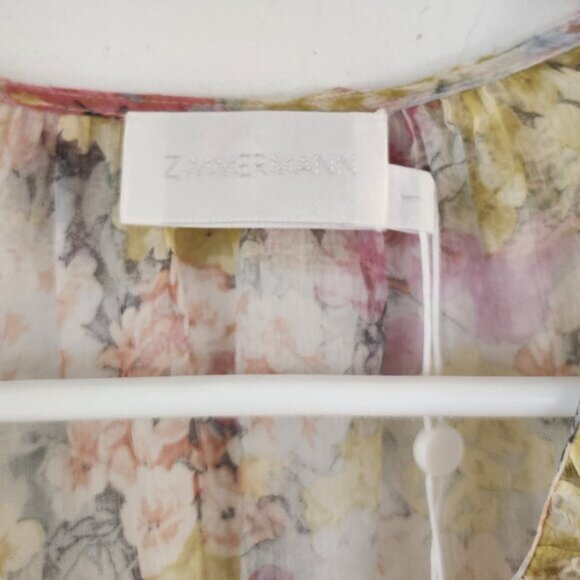 RARE! Zimmermann Valour Scallop Ruffle Blouse Floral Size AU 1 b121 - Picture 10 of 10